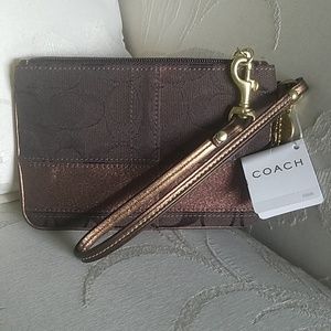 Authentic Signature Brown Coach Wristlet